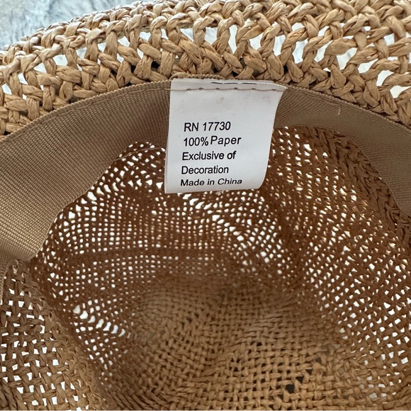 Woven Straw Hat with Attached Leopard Print Scarf - Picture 5 of 6